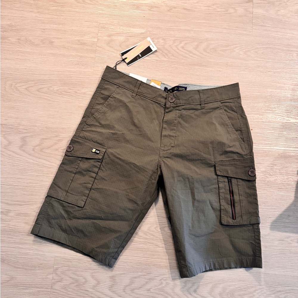 Jack & Jones Shorts Ripstop Cargo Shorts Zip Fly  Fit Army Green Size 36